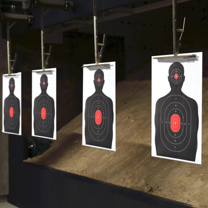 Juvale 50 Pack Paper Shooting Targets for Range, Bulk for Hunting, Silhouette with Red Bullseye (14x22 in) - Targets for Shooting Range - Image 4