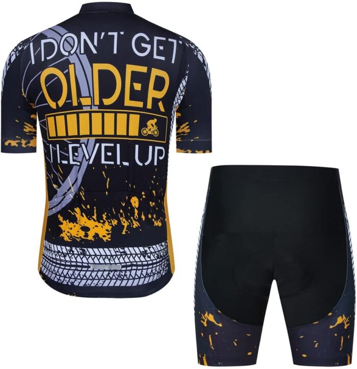 Men Cycling Jersey Set Cycle Short Sleeve Shirt and 3D Cushion Shorts Padded Suit Biking Top - Image 2