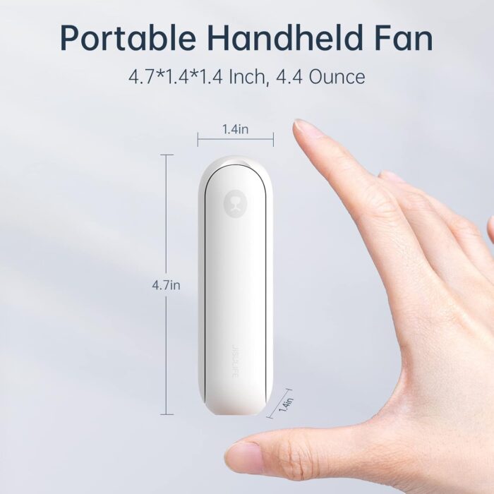 JISULIFE Portable Handheld Fan, Mini 3 In 1 with Rechargeable Battery, Personal Pocket Fan for Travel, Outdoor, USB Power Bank, Flashlight, Essential Ideal Gifts for Men/Women/Family/Friends - White - Image 6