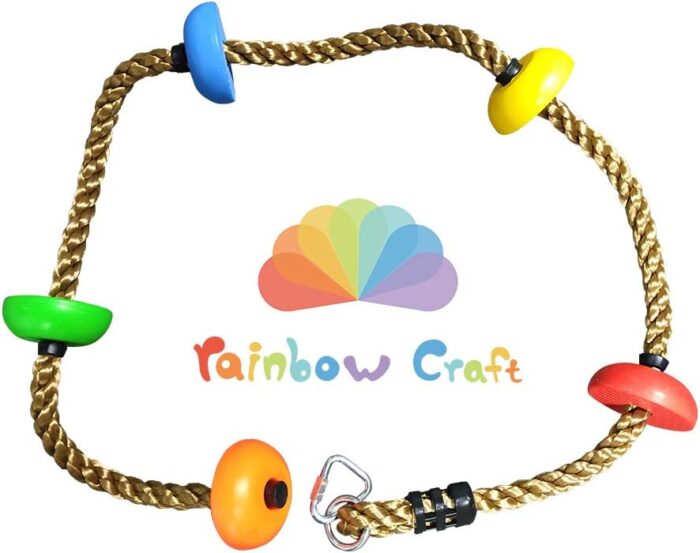 Rainbow Craft Colorful Climbing Rope - 6.5ft with 5 Knotted Foot - Kids Ninja Rope for Ninja Warrior Slackline Obstacle Course Accessories Kids Swing Set Backyard Play - Image 8