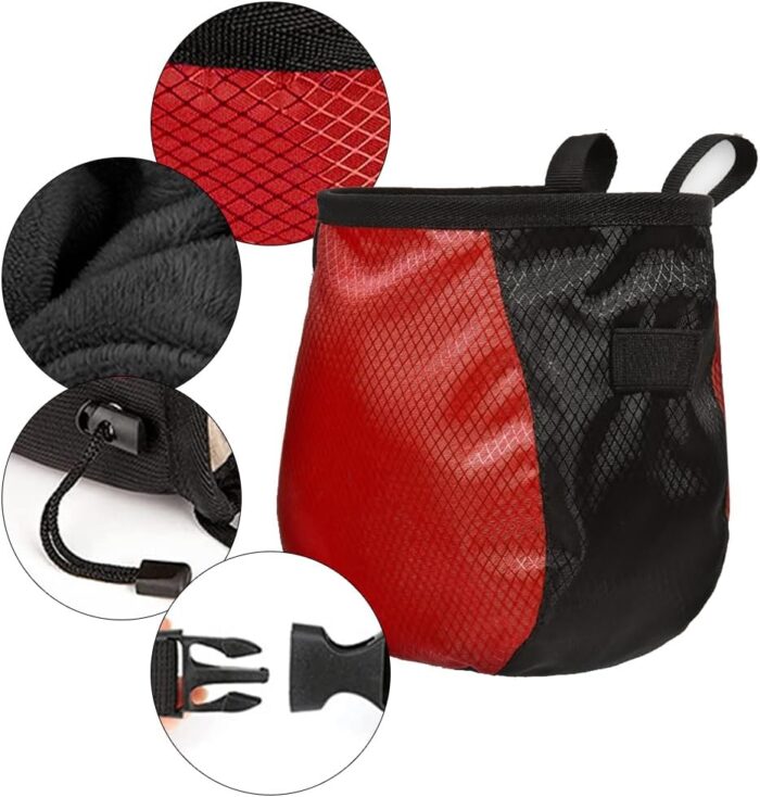 Climbing Chalk Bag for Rock Climbing - with Chalk Ball - Adjustable Black Chalk Bag Bouldering for Rock Climbing Equipment - Image 4