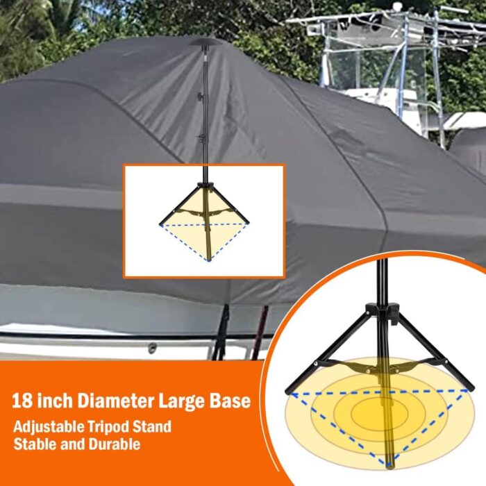 i Cover Boat Cover Support Pole - Adjustable Iron Alloy Supporting Poles, Telescoping Tarp Accessories System with Tripod Base for Jon Pontoon Boats, 2PK - Image 3