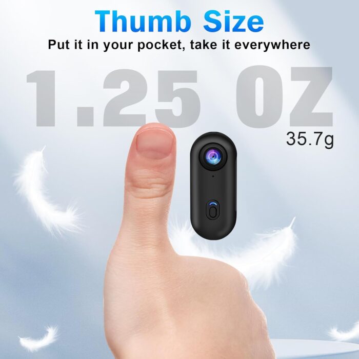 i3 4K Thumb Action Camera, Tiny Size, Mount Anywhere, Small Body Camera with Spring Clip, Portable Vlogging, Hands-Free POV Recording, Helmet Cam for Cycling, Motorcycle (64G-Card, Black) - Image 2