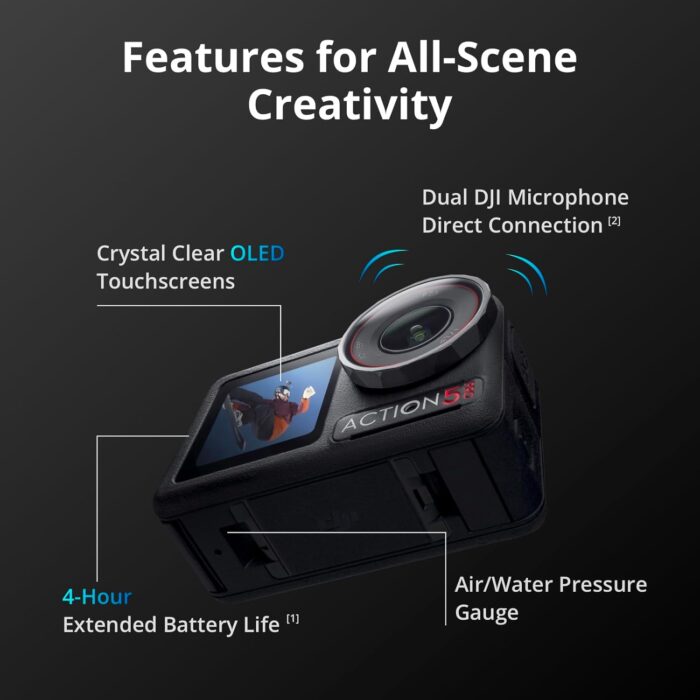 DJI Osmo Action 5 Pro Essential Combo, Waterproof Action Camera with 1/1.3" Sensor, 4K/120fps Video, Subject Tracking, Stabilization, Dual OLED Touchscreens, Action Camera 4K Ideal for Sports, Vlog - Image 4