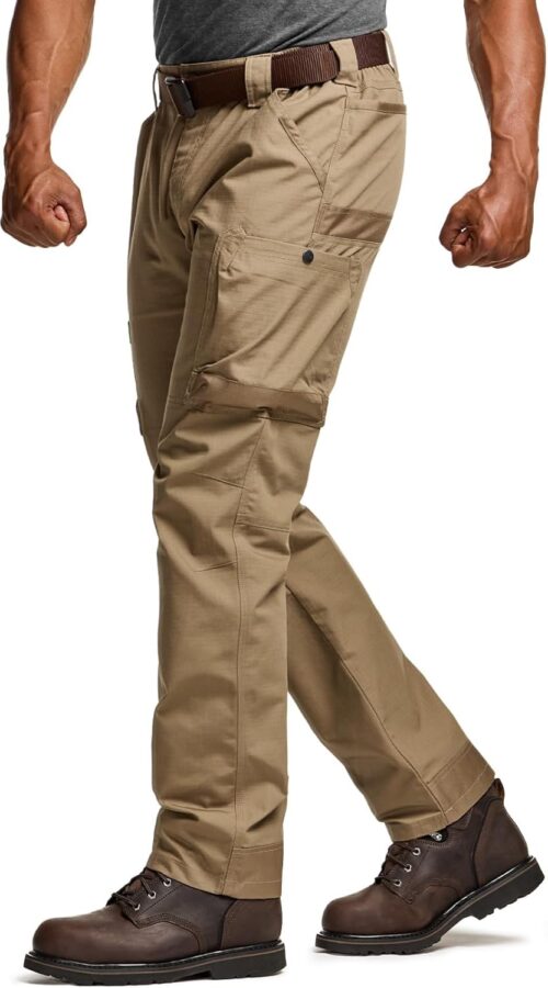 CQR Men's Quick Dry Work Pants, Water Resistant Outdoor Tactical Pants, Lightweight Stretch Cargo Hiking Pants