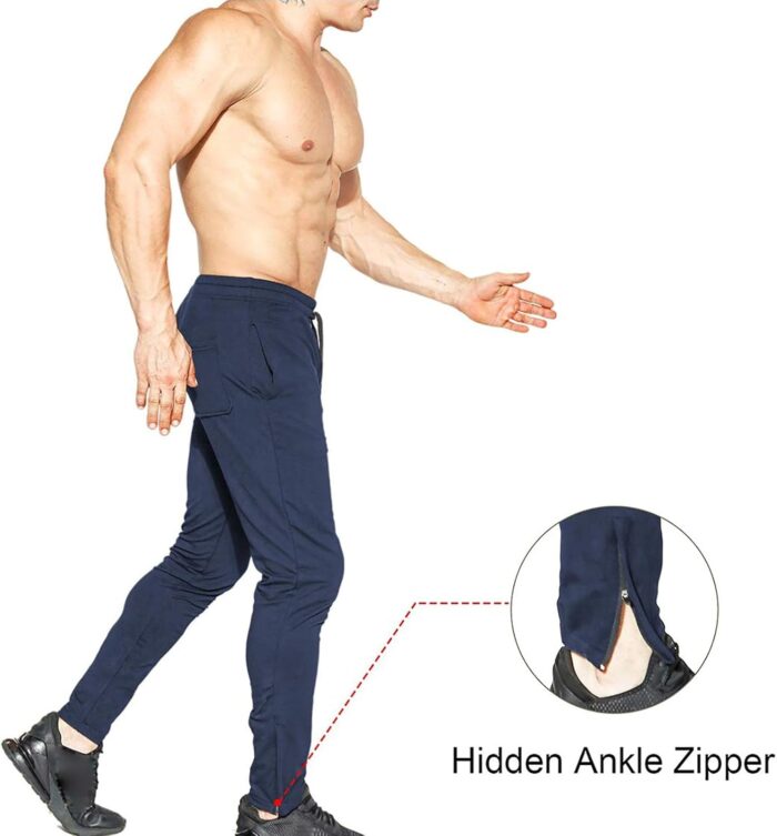 BROKIG Mens Zip Joggers Pants - Casual Gym Workout Track Pants Comfortable Slim Fit Tapered Sweatpants with Pockets - Image 2