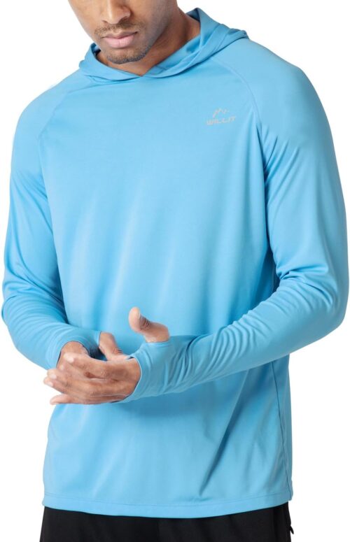 Willit Men's Sun Shirts UPF 50+ Rash Guard Long Sleeve Sun Protection Hoodie SPF UV Fishing Lightweight Athletic Running