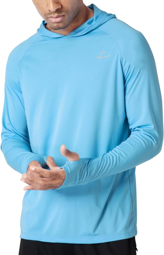 Willit Men's Sun Shirts UPF 50+ Rash Guard Long Sleeve Sun Protection Hoodie SPF UV Fishing Lightweight Athletic Running