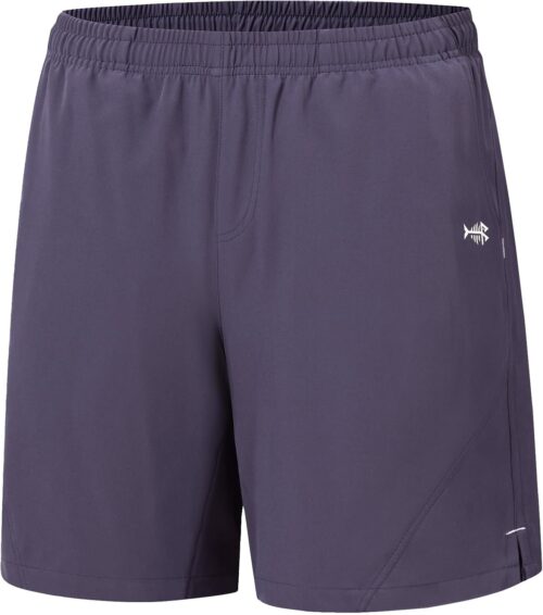BASSDASH Men’s 7” Fishing Shorts UPF 50+ Lightweight Water Resistant Quick Dry for Hiking with Zipper Pocket FP06M