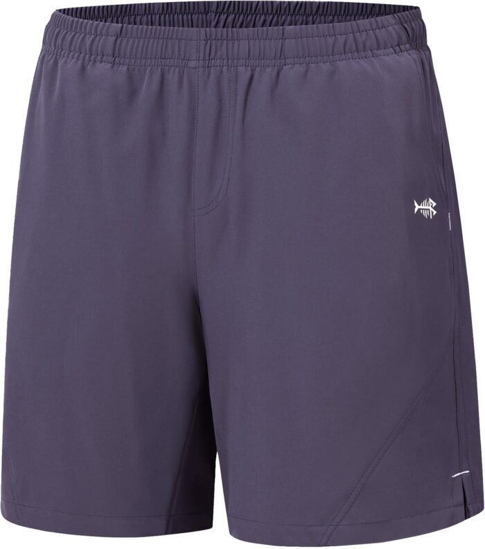 BASSDASH Men’s 7” Fishing Shorts UPF 50+ Lightweight Water Resistant Quick Dry for Hiking with Zipper Pocket FP06M