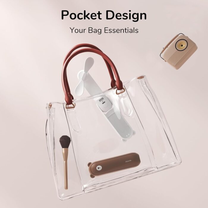 JISULIFE Handheld Mini Fan, 3 IN 1 USB Rechargeable Portable Fan [12-19 Working Hours] with Power Bank, Flashlight, Pocket Design for Travel/Summer/Concerts/Lash, Gifts for Women (Brown) - Image 6