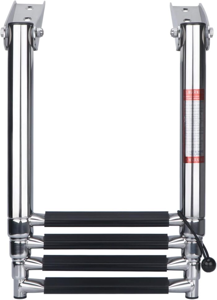 4 Step Boat Ladder, Stainless Steel Telescopic 4 Step Pontoon Boat Ladder, Extendable Dock Ladder for a Pontoon, Max. Load 900 Pound Capacity Marine Telescoping Ladder for Boat Yacht - Image 4