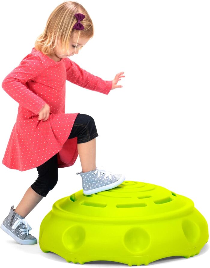 Simplay3 Two Sided Rock Around Wobble Disk and Climbing Dome for Toddlers and Kids - Rocking and Climbing - Indoor/Outdoor - Yellow/Green, Made in USA (1 Pack) - Image 3