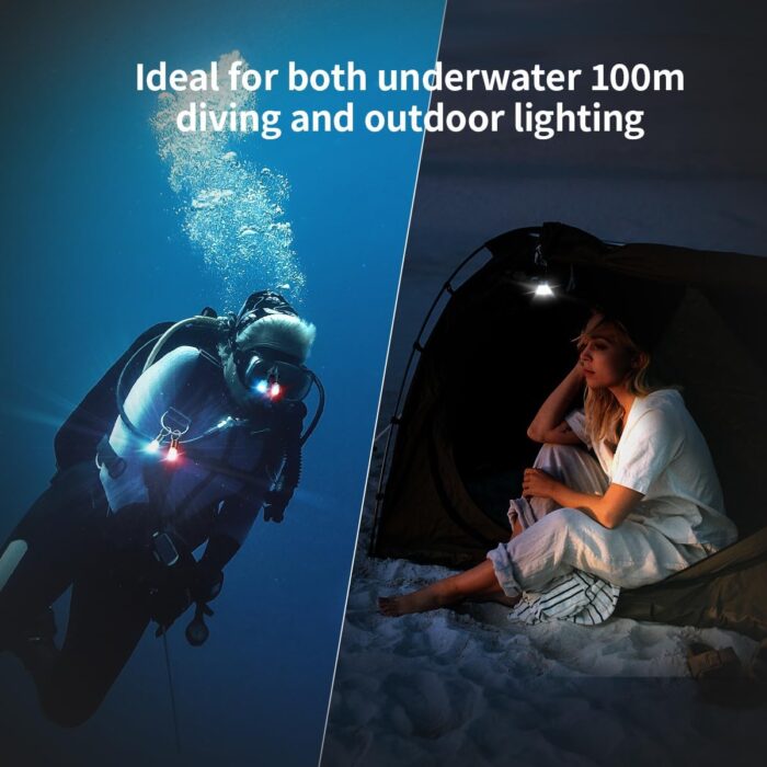 XTAR SD1 Scuba Dive Strobe Beacon,4-Color-in-1 (White,Red,Blue,Green) 8 Modes Diving Signal Light Night Dive Flashing Marker Light,for 100M Underwater Diving (SD1 KT NO Battery Included) - Image 6