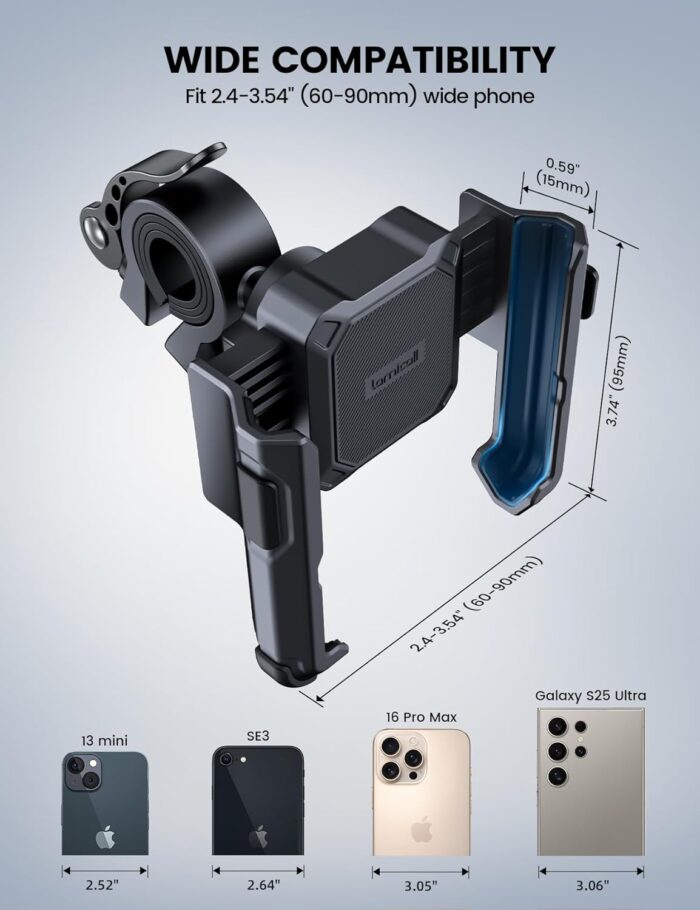 Lamicall Motorcycle Bike Phone Mount - [No Block Camera] [1s Lock] Bike Cell Phone Holder Clamp, Bicycle Scooter Handlebar Clip, for iPhone 16 15 14 Pro Max, Galaxy S25 S24 Ultra, 4.7-7" Phones - Image 5