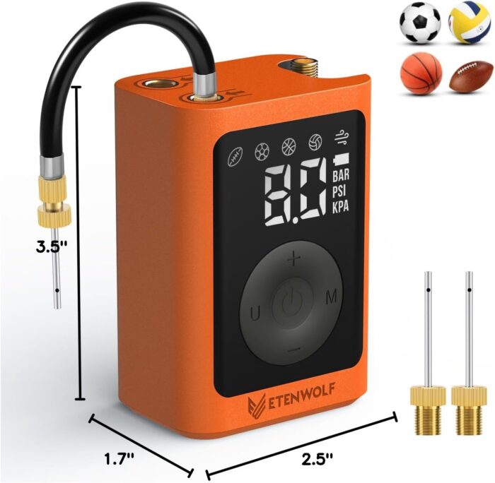 ETENWOLF P300 Plus Ball Pump, Electric Basketball Pump Inflation and Deflation, with 3200 mAh Rechargeable Battery, Air Pump for All Sports Balls - Image 9