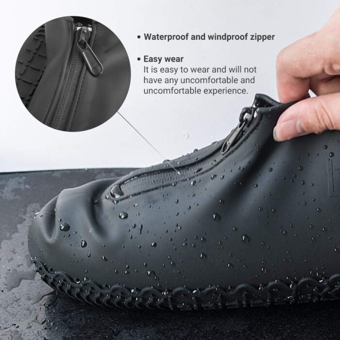 Shoe Covers Waterproof Reusable Foldable Not-Slip Rain Shoe Covers with Zipper,Shoe Protectors Overshoes Rain Galoshes for Kids Men and Women - Image 3