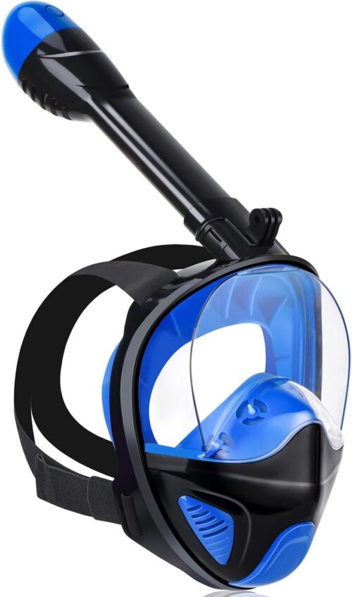 ANSUN Snorkel Mask Full Face, Snorkeling Gear for Adults with Safety Breathing System and Dry Top System, 180° Panoramic View Snorkeling Mask with Silicone Anti-Fog Anti-Leak
