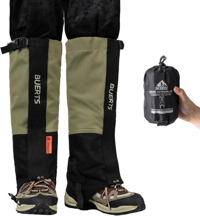 leg gaiters, waterproof hiking gaiters made of 900D nylon, equipped with highly wear-resistant adjustable foot straps, suitable for men or women, mountaineering, skiing, hunting and snowshoeing
