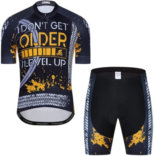 Men Cycling Jersey Set Cycle Short Sleeve Shirt and 3D Cushion Shorts Padded Suit Biking Top