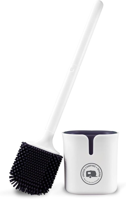 Unique Compact Silicone RV Toilet Bowl Brush with Wall-Mounted No-Drip Holder