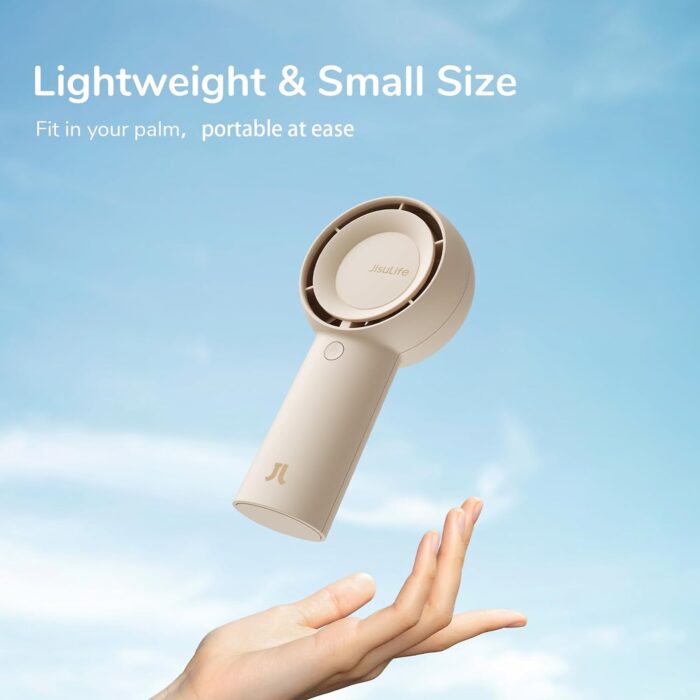 JISULIFE Handheld Portable Turbo Fan [16H Max Cooling Time], 4000mAh USB Rechargeable Personal Battery Operated Mini Small Pocket Fan with 5 Speeds for Travel/Outdoor/Vacation/Concerts - Brown - Image 8