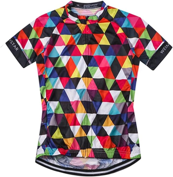 Weimostar Men's Cycling Jersey Short Sleeve Bike Clothing Multicolored Diamond - Image 3