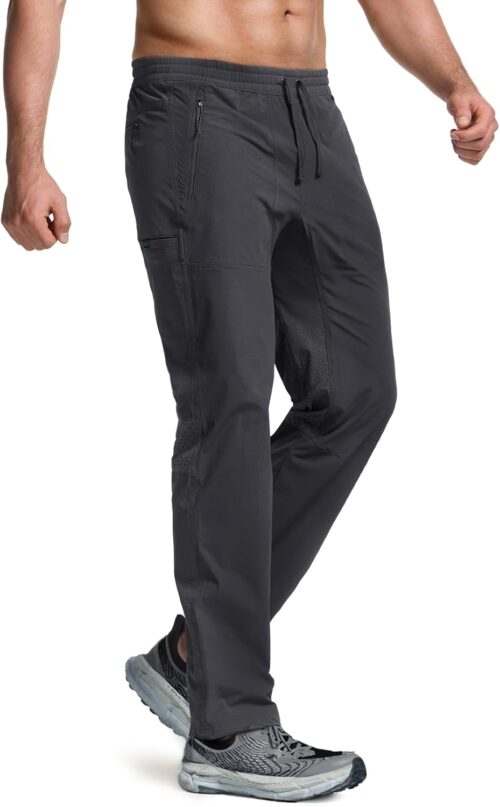 CQR Men's Lightweight Vent Hiking Pants, Water-Resistant & Breathable Sports Outdoor Athletic Pants with Elastic Waist