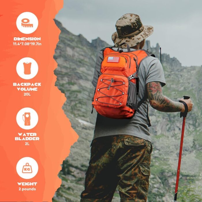 Maelstrom Hydration Backpack, Hiking Backpack with 2L/3L Water Bladder, High Flow Bite Valve Water Backpack Lightweight - Image 6