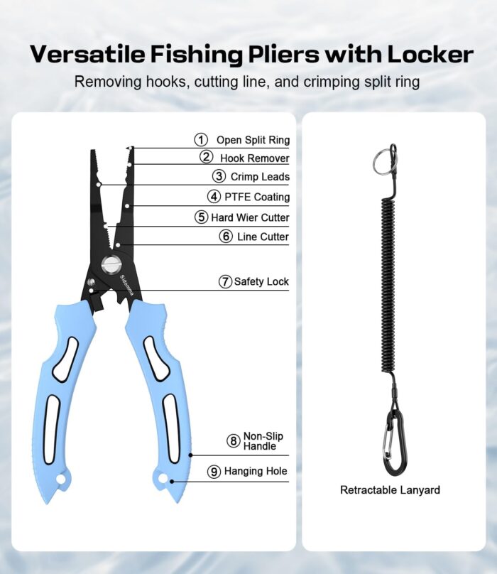 Pro Fishing Gear and Equipment Tools Accessories Kit with Fishing Pliers Fillet Knife Scissors Fish Lip Gripper Fish Ruler Fishing Gifts for Men Saltwater Fishing Fly Fishing Ice Fishing - Image 3