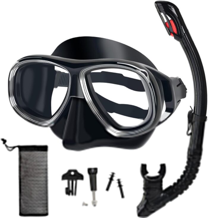 Snorkeling Gear for Adults Youth, Nearsighted Anti-Fog Diving Mask & Silicone Dry Snorkel for Scuba Diving Spearfishing Freediving - Image 8
