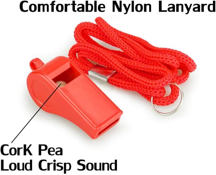 Red Emergency Whistles with Lanyard, Loud Crisp Sound, 2 Packs Plastic Whistles Ideal for Lifeguard, Self-Defense and Emergency - Image 3