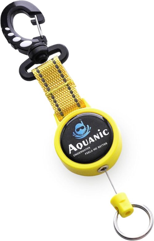 Scuba Diving Retractable Gear Tethers, Scuba Accessories Dive Clip Lanyard with Snap Hook, Split Ring Quick-Release Extension Cord for Diving,Swimming,Flashlights,Cameras and More