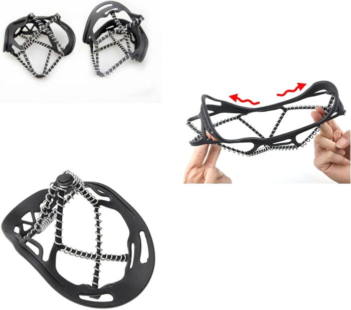 Walk Traction Cleats,Ice Cleats Anti Slip Crampons Rubber Spikes Ice Snow Grippers for Boots and Shoes for Winter Walking on Snow and Ice Climbing Hiking Mountaineering 2PCS for Man and Woman - Image 5