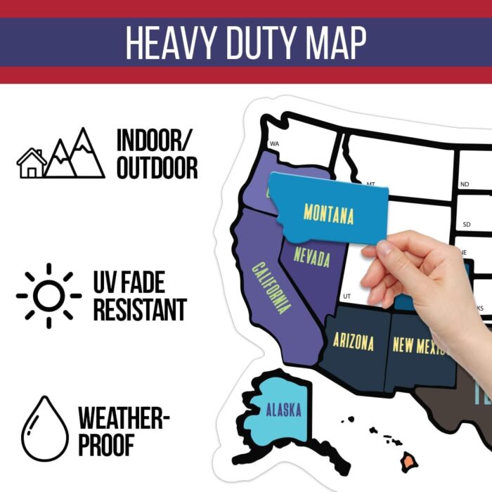 RV State Map Sticker - 11" x 17", Explore & Mark States Visited - UV-Protected Fade Resistant USA Map Decal - Essential Motorhome, Camper & Van Life Accessory - Image 3