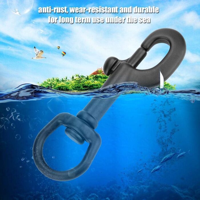 Vbestlife Scuba Diving Clips, Stainless Steel Swivel Eye Snap Hook Dive Single Ended Swivel Eye Bolt Hook Buckle Dog Clip Gear Equipment for Underwater Scuba Diving(Black 90mm) Scuba Small Bolt snap - Image 4