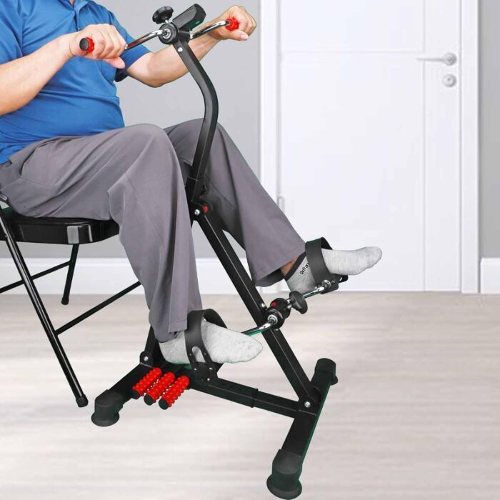 Pedal Exerciser Bike Hand Arm Leg and Knee Peddler Adjustable Fitness Equipment for Seniors, Elderly Home Dual Pedal Exercise Bike for Total Body - Great Gift for Elderly Rehab - Image 3