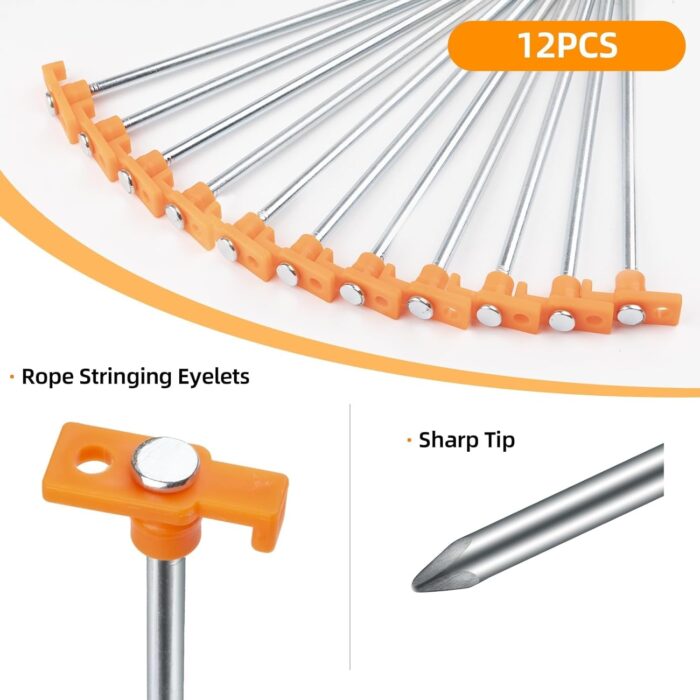 12PCS Tent Stakes Heavy Duty Camping Stakes,AVOFOREST 7.1Inch Non-Rust Metal Tent Pegs Ground Stakes Tent Spikes Camping,Hiking Orange - Image 3