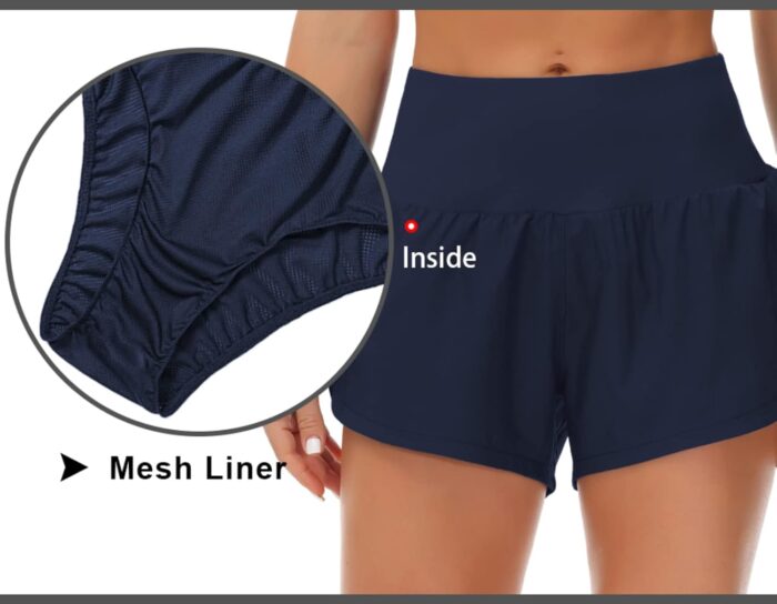 THE GYM PEOPLE Womens High Waisted Running Shorts Quick Dry Athletic Workout Shorts with Mesh Liner Zipper Pockets - Image 5