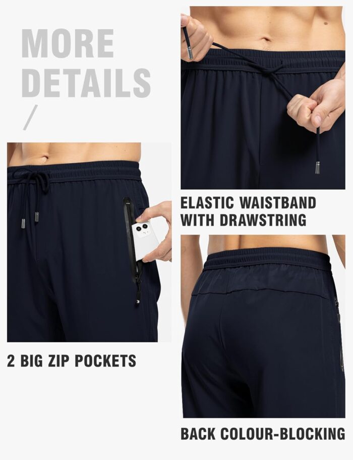 TBMPOY Men's Lightweight Hiking Travel Pants Breathable Athletic Fishing Active Joggers Zipper Pockets - Image 5