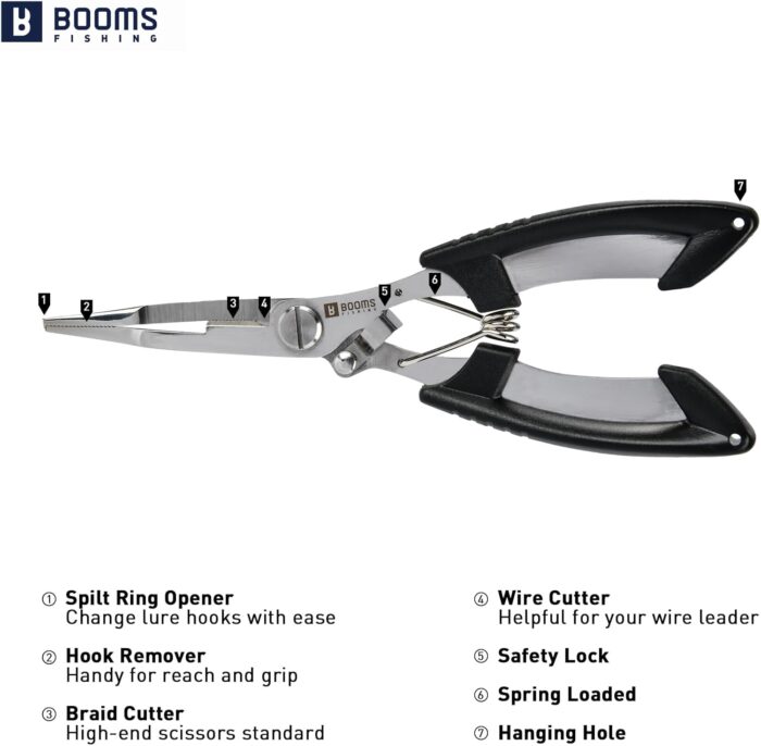 Booms Fishing H01 Small Fishing Pliers Scissors Braid Cutters Lightweight Stainless Steel Fishing Tools Split Ring Pliers Hook Remover - Image 2