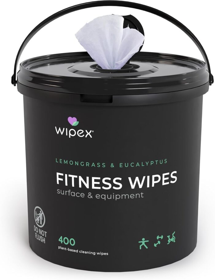 Wipex Yoga Mat Cleaner Gym Wipes - Plant-Based Lemongrass, Eucalyptus & Vinegar Wipes for Fitness Equipment & All Purpose Gym Cleaning - Safe for Peloton Bikes & Treadmills - 400 Count - Image 8