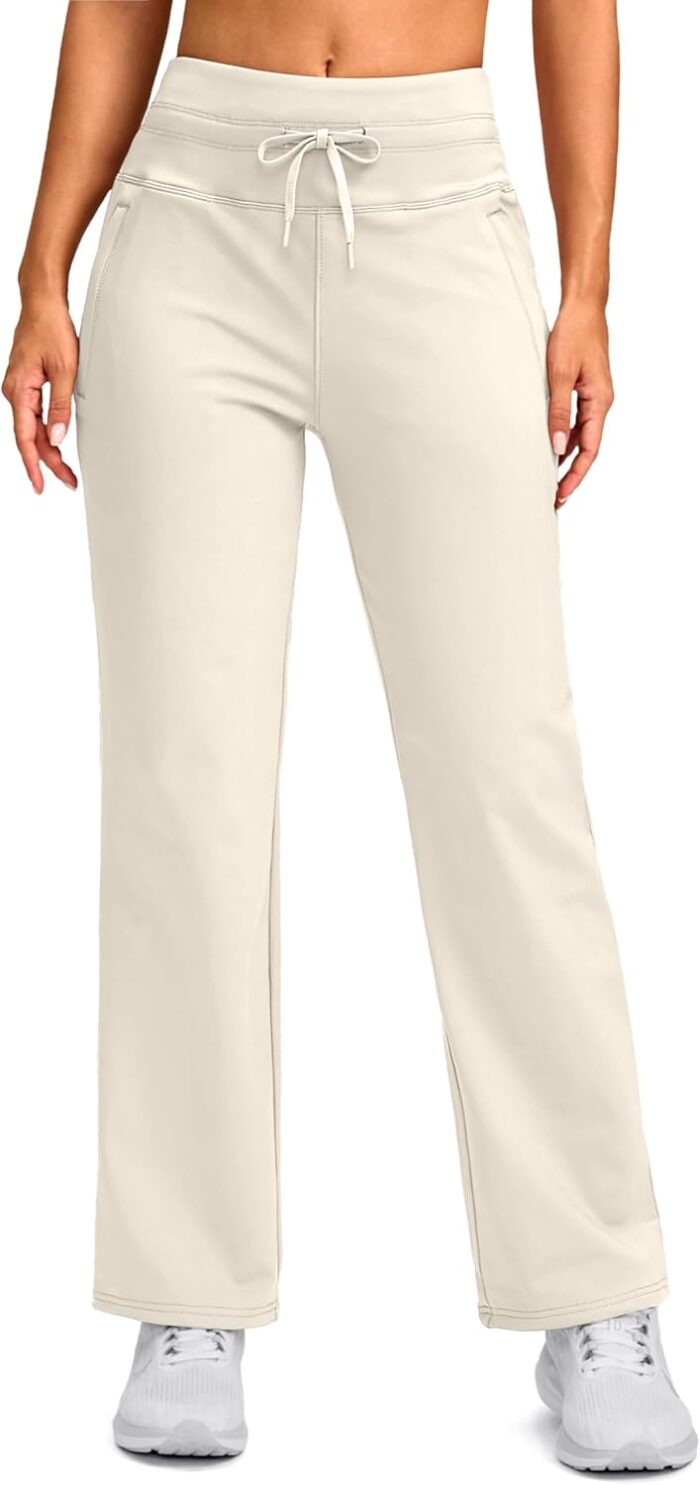 SANTINY Women's Fleece Lined Pants 29" Winter Warm Sweatpants Water Resistant Snow Ski Hiking Pants with Zipper Pockets