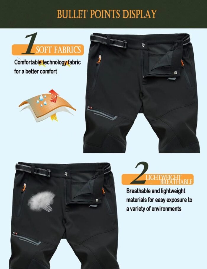 MAGCOMSEN Men's Hiking Pants Quick-Dry Water Resistant Lightweight Work Outdoor Pants with Zipper Pockets - Image 2