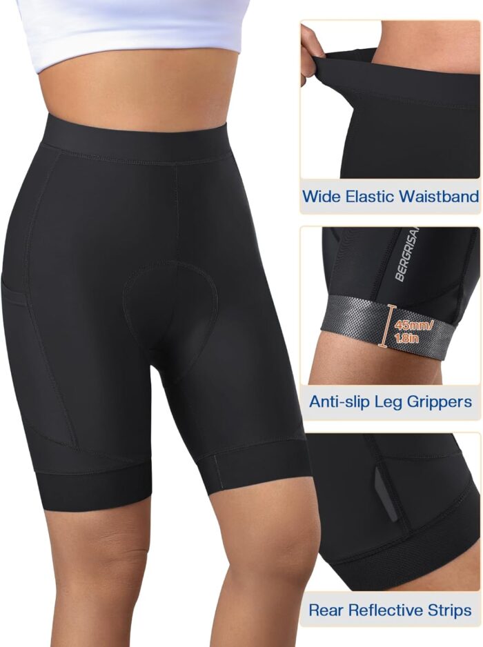 BERGRISAR Women's 4D Padded Bike Shorts Cycling Shorts with 3 Pockets Bicycle Biking Shorts - Image 3