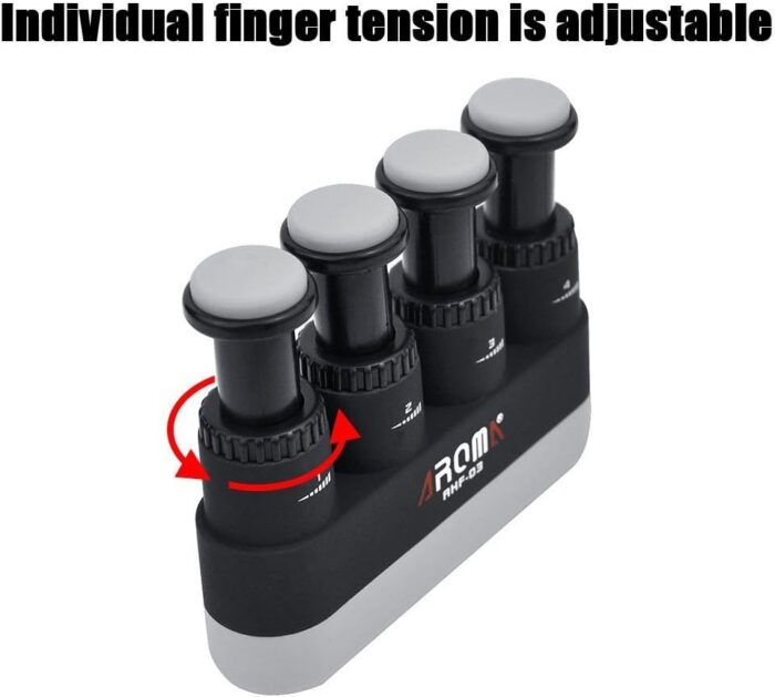 Finger Strengthener,4 Tension Adjustable Hand Grip Exerciser Ergonomic Silicone Trainer for Guitar,Piano,Trigger Finger Training, Arthritis Therapy and Grip, Rock climbing (AHF-03) - Image 4