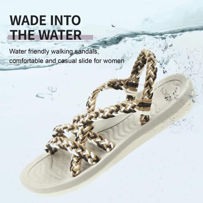 MEGNYA Women's Comfortable Walking Sandals with Arch Support, Athletic Hiking Sandals with Handmade Straps, Outdoor Soft Water Sandals for Beach Poolside Travel Camping - Image 8