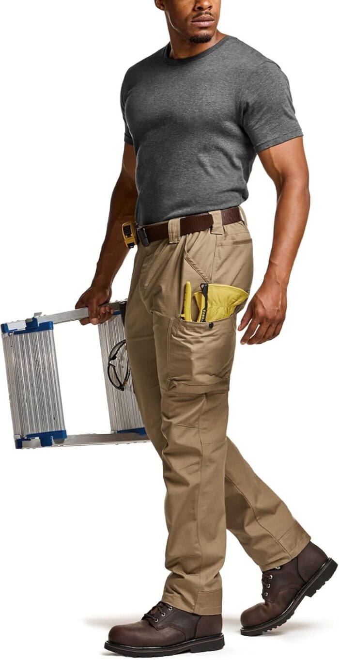 CQR Men's Quick Dry Work Pants, Water Resistant Outdoor Tactical Pants, Lightweight Stretch Cargo Hiking Pants - Image 3