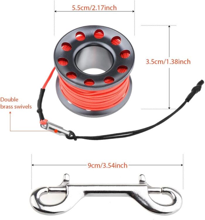 4ft Red Scuba Diving SMB, Open Bottom Surface Marker Buoy with Safety Sausage with 49ft Alloy Dive Reel and Double-Ended Bolt Clip for Underwater Sports-Gray - Image 5