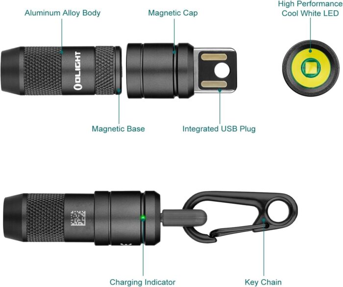 OLIGHT IMINI 2 EDC Rechargeable Keychain Flashlight, 50 Lumens Compact and Portable Mini LED Keyring Lights with Built-in Battery Ideal for Everyday Carry and Emergencies (Black) - Image 8